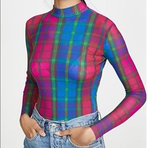 Only Hearts M Sheer Plaid Bodysuit